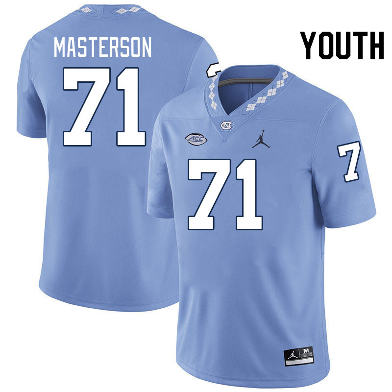 Youth #71 Luke Masterson North Carolina Tar Heels College Football Jerseys Stitched-Carolina Blue